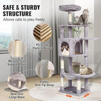 Multi-Level Cat Tree Tower with Sisal Scratching Posts, Plush Condo & Toys - Durable Cat Activity Center for Indoor Cats (Light Grey, 68.5)