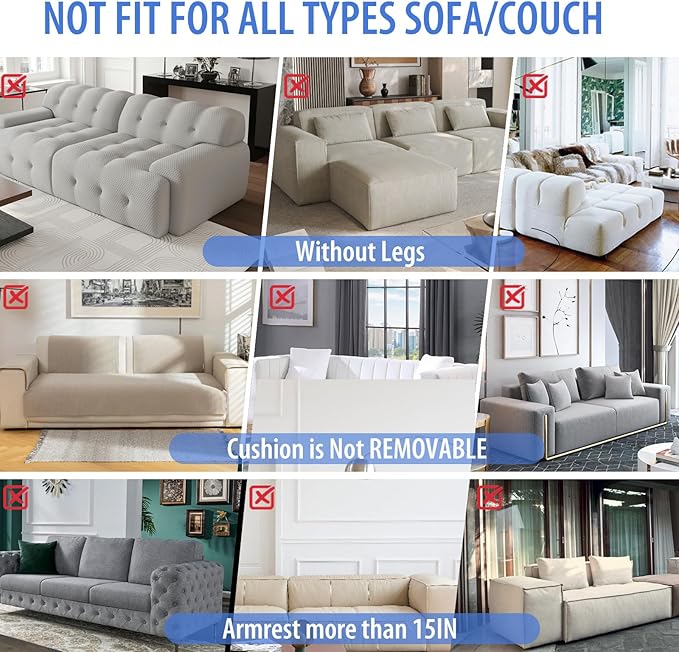OROONOKO 1 Pack Reversible Cat Scratch Sofa Protector Natural Sisal for Furniture Protection, Universal Fit Both Sides, Protects Couches from Cat Claws & Scratching Uni-Handed (Grey)