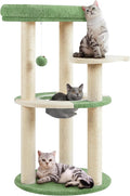 Yaheetech Cat Tree, 35.5in Cat Tower for Indoor Cats, Cat House with Scratching Posts & Padded Perch & Space Capsule, Cute Kitten Tree, Pet Furniture for Kittens, Army Green/Beige