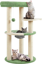 Yaheetech Cat Tree, 35.5in Cat Tower for Indoor Cats, Cat House with Scratching Posts & Padded Perch & Space Capsule, Cute Kitten Tree, Pet Furniture for Kittens, Army Green/Beige