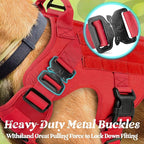 rabbitgoo Tactical Dog Harness for Large Dogs, Heavy Duty Dog Harness with Handle, No-Pull Service Dog Vest Large Breed, Adjustable Military Dog Vest Harness for Training Hunting Walking, Red, XL