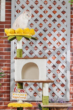 HYABi 62.7 Inch Tall Flower Cat Tree Tower Condo Climbing for Indoor Cats Multi Level with Sisal Scratching Post Hammocks Pet House Play Home Furniture Platform