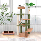 PETSITE 60 inch Cactus Cat Tree Tower, Multi-Level Cat Tower with Sisal Scratching Posts, Sisal Rope, Hanging Ball, Self Groomer and Decorative Faux Plant, Cute Cat Tree for Indoor Cats