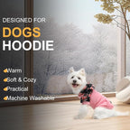 Dog Hoodie for Small Medium Large Dogs, Fleece Plaid Pet Hooded Clothes Sweater with Hat & Pocket for Cold Weather Winter,Warm Soft Pullover Sweatshirt Coat Outfit for Puppy Girls Boys Pink ML