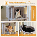 71.2 Inches Tall Cat Tree for Large Cats, Multi-Level Cat Tower with 2 Cozy Condos, Super Large Top Perch, 3 Hammocks, Sisal Scratching Posts and 2 Pompoms, Grey