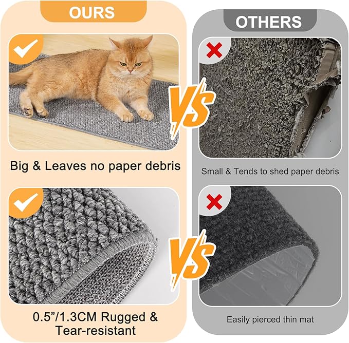 Uross Thickened Cat Wall Climbing Carpet 6.6 FT x 16" - Extra Long Cat Scratch Wall Pad, Cat Scratching Carpet Rug Wall Mounted Scratcher Couch Sofa Protector- Grey