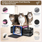 Top and 2 Sides Expandable Pet Carrier 17x11x9.5, TSA Airline Approved Small Dog Carriers for Small Dogs, Soft-Sided Cat Carrier with Self-Locking Zippers for Kitten,Rabbit, Puppy, Guinea Pig Pink