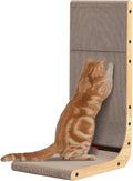 KIGOTY Cat Scratcher,27 Inch L Shape Cat Scratch Pad, Vertical Cats Scratcher Board, Cat Scratchers for Indoor Cats, Cardboard Cat Scratching with Ball,Cat Toys