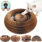 Extensible Cat Scratcher Cardboard Toy | Magic Accordion Scratching Pad with Bell Ball - Foldable & Reversible Interactive Kitty Play for Indoor Cats (1 Pack)