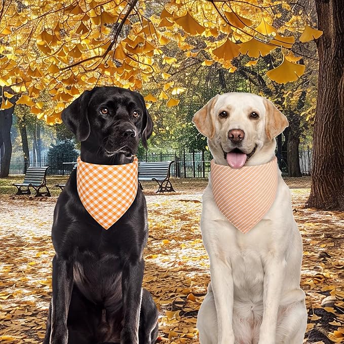 3PCS Dog Bandanas Large, Summer Scarf, Durable Triangle Reversible Orange Blue Green Bibs Handkerchief for Puppy Pet
