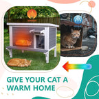 GEGURI Insulated Cat House Outdoor Weatherproof, Large Wooden Feral Cat Shelter for Winter, Wooden Enclosure with Escape Door for Winter Indoor