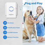 JeaTone Dog Door Bell, Dog Bells to Go Outside, Smart Wireless Potty Training Button for Dogs, Training Dog to Ring The Bell, 2 Pack Button White