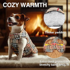 VIVAGLORY Softjoy Dog Coat, Dog Jacket for Winter & Christmas, Coat with Harness Hole, Reversible Plaid Checkered Warm Fluffy Heavy Duty for Puppy, M, Khaki