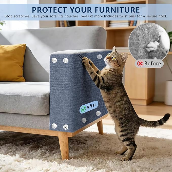Cat Scratch Pad 78.7x15.8 Inch Self-Adhesive Trimmable Durable Cat Claws Furniture Protector for Couch Sofa Wall Door