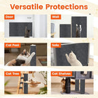 78.7"x15.8" Self-Adhesive cat Scratch pad - Trimmable Furniture Protector for Couch, Walls & Cat Trees | DIY Climbing Scratcher Pad with Twist Pins & Double-Sided Adhesives (Dark Grey)
