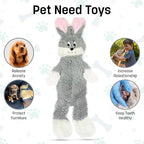 FGA MARKETPLACE Grey Rabbit Dog Toy Flat NO Stuffing NO Squeak, Funny Style Will Entertain Your Pet for Hours, Recommended for Small and Medium Dog 21 INCH Long