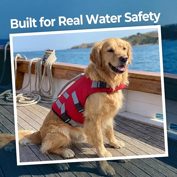 Lelepet Dog Life Jacket, High Flotation Dog Life Vest for Swimming, Boating, Ripstop Reflective Pet Swim Vest for Small Medium Large Dogs Pool Floats Adjustable Swimming Vest for Dogs Water Safety