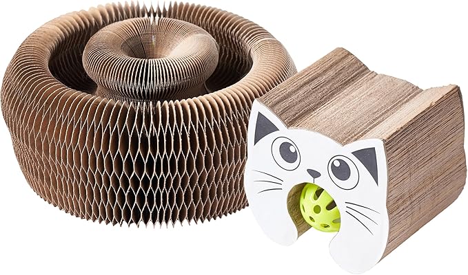 Magic Organ Cat Scratcher Board Cat Ball Adventure The Ultimate Interactive Mental Physical Exercise for Indoor Cats Toy (White and Black, 1PCS)