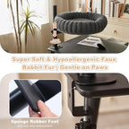 Dogpals 360° Rotating Cat Bed for Desk, Height Adjustable Cat Perch with Semi-Enclosed Design & Removable Cushion, No-Drill Clamp fits up to 1.18" Desk, Supports 9lbs for Office, Gaming Table, Grey