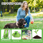 Cat Litter Bags for Poop, Compostable Kitty Poop Bags, 50 Count Unscented Disposal Waste Bags with Handle, Fit Any Scoop, Odor Sealing and Leakproof Dog Pooper Bag