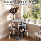 Tangkula 36 Inch Cat Tree Tower, Multi-Level Cat Tower with Condo, Top Perch, Sisal Scratching Posts & Hanging Rope, Spring & Hanging Balls, Climbing Platforms for Indoor Cats and Kittens (Light Gray)