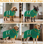 Bienbee Dog Bathrobe, Quick Drying Super Absorbent Dog Robes for After Bath, Warm Keeping Dogs Towel, Dogs Bath Supplies, Dark Green M