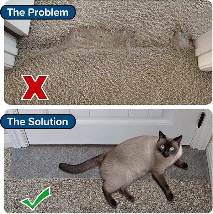 KittySmart Carpet Scratch Stopper-Stop Cats from Scratching Carpets at Doorways Instantly-PRECUT to Fit Your Door-Requires No Cutting or Modification-5 Year Warranty-Patented