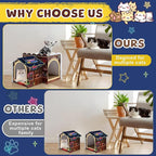2 Story Cardboard Cat House with Scratcher Pad for Small Kitten,17x12x10 Multi Level Durable Cat Condo & Villa for Bunny Rabbit Small Animals Christmas Birthday Gift(Bar)