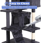 Heavy Duty Cat Tree,54 Inch Tall Cat Tower,2 Cozy Condos,Scratching Posts,Ladders & Sisal Pole,Multi-Level Perches Platforms for Indoor Cats,Sturdy Pet Climbing Furniture,Light Gray