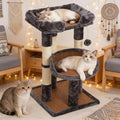 Multi-Level Cat Tree for Indoor Adult Cats, Modern Cat Tower with Double Beds & Scratching Posts, Cute Cat Tree Tower for Large Cats and Kitten, Small Cat Tree Tower with Hanging Toys, Grey