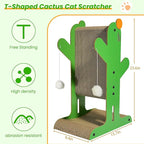 Cat Scratcher, 2-Sided Cat Cardboard Scratcher, T Shaped Vertical Cat Scratcher for Wall and Couch Protection, Cat Scratching Post with 2 Toys for Indoor Cats