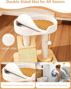 Simcat Cat Tree for Indoor Cats Large Adult, Cat Tower ower with Scratching Board/Post，Cat House with Solid Wood Turntable and Catnip Ball for Play