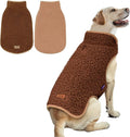 cyeollo Fleece Dog Coat Turtleneck Furry Reversible Sweater Thick Dog Clothes for Cold Weather Warm Winter Coats for Medium Dogs Brown XXL