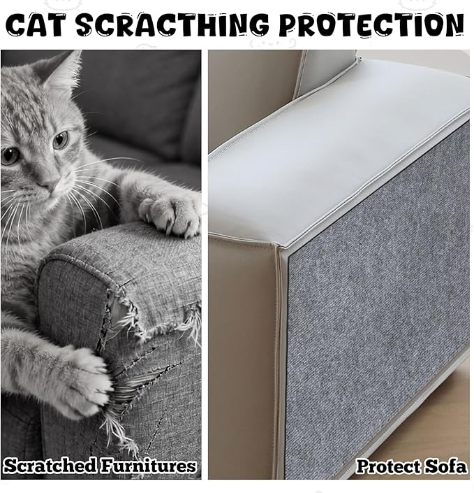 Scratch Pad for Cats DIY Climb Cat Scratcher Mat Trimmable Couch Protector Cats Scratching Protector Self-Adhesive Carpet for Furniture Wall Indoor Light Gray