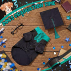 5 Pcs Dog Graduation Costume Set Include 2026 Pet Graduation Gown with Stole Puppy Grad Cap Lensless Glasses DIY Letter Stickers for Dogs Cats Holiday Costume Accessory(Black Green,XL)