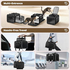 Top and 2 Sides Expandable Cat Carrier 18x11x11, TSA Airline Approved Dog Carriers for Small Dogs, Soft-Sided Pet Carrier with Self-Locking Zippers for Kitten,Rabbit, Puppy, Guinea Pig Black White