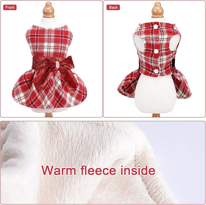 Dog Sweaters Dog Clothes for Small Dogs Boy Girl Fall Puppy Dress Warm Fleece Chihuahua Yorkie Teacup Doggie Sweaters Dresses Doggy Sweater for Small Dogs Girl Cat Outfit, Red, M
