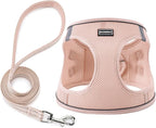 Dog Harness with Leash Set, No Pull Adjustable Reflective Step-in Puppy Pet Vest Harnesses for Small Medium Large Dogs and Cats,Light Pink XL