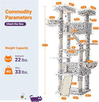 Allewie 81 Inches Tall Cat Tree/Multi-Level Large Climbing Tree House and Towers for Big Feline/Condo and Hammock/Scratching Post/Wide Base/White & Black Spot