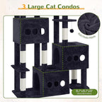 Cat Tree for Large Adult, 71.7'' Tall Cat Tower for Indoor Cats, Sturdy Heavy Duty Cat Tree Tower for 20 lbs+Cats, 3 Big Cat Condos, 10 Scratching Posts, 3 Platforms, Drak Gray GCT036G