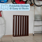Pet Gate - 4-Panel Indoor Foldable Dog Fence for Stairs, Hallways, or Doorways - 73x24-Inch Freestanding Dog Gates by PETMAKER (Brown)