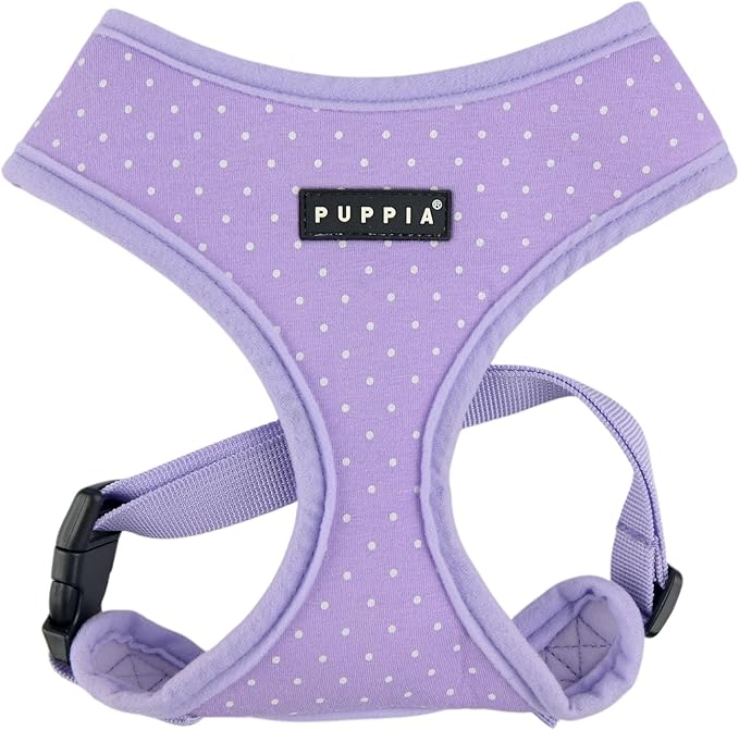 Puppia Dotty Dog Harness A (Over-the-Head) Fashionable Polka Dot Pattern Spring Summer Harness for Small Dogs, Violet, X-Small