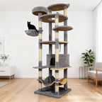 Dark Gray 78in Heavy Duty Cat Tree, Cat Tree Tower for Indoor Cats Large Adult, Extra Cat Tower with 12 Sisal Scratching Post, Large Top Platform, Hammock, Cat Condo for Kittens
