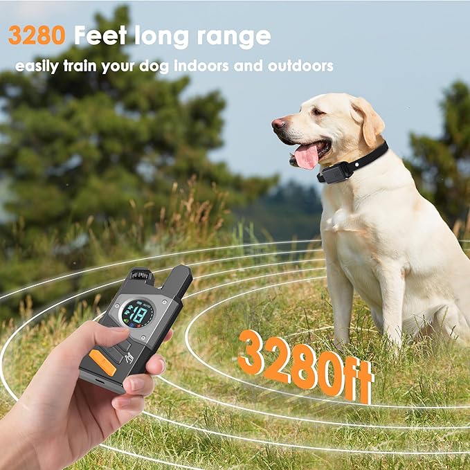 2-in-1 Dog Training Collar with Remote & Automatic Bark Control, Beep Vibration & Safe Static Modes, 3300FT Range, Adjustable Sensitivity, Rechargeable, for Small Medium Large Dogs
