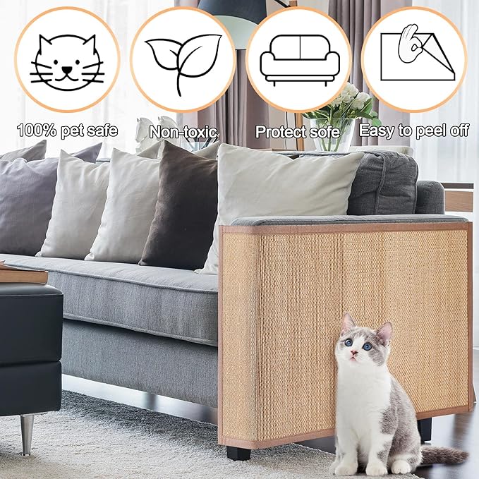 Newwiee 2 Pcs Cat Scratch Furniture Protector Mat Sofa Couch Protector for Cats Pet Scratching Pads for Couch, Sofa, Chair, Easy Installation(19.7 x 31.5 Inch)