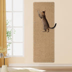 FHTONGE 39.4x15.8 Thickened Cat Wall Climbing Carpet with 16 Fixed Nails, Extra Large Tall Cat Scratch Pad for Wall, Wall Mounted Climbing Cat Scratcher for Furniture Couch Sofa Protector(Camel)