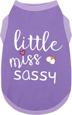 Paiaite Dog Clothes Fashionable Sleeveless Pet Vest: 'Little Miss Sassy' Printed Cotton Dog Shirt, Ideal for Small, Medium, and Large Breeds, Ensuring Comfort and Breathability Purple 3XL