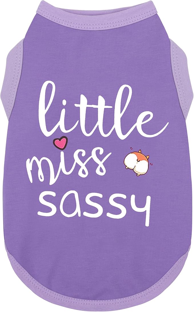 Paiaite Dog Clothes Fashionable Sleeveless Pet Vest: 'Little Miss Sassy' Printed Cotton Dog Shirt, Ideal for Small, Medium, and Large Breeds, Ensuring Comfort and Breathability Purple XXL