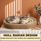 Oval Cat Scratching Board & Mat - Cat Scratching Post 24 Inch Made of Durable Sisal Rope, 3-in-1 Scratching Bed for Indoor Cats to Play, Rest & Scratch (24-inch Brown)