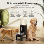CZPET Elevated Dog Water Bowl Dispenser for Large Dogs,2.5 Gallon Tall Raised Pet Waterer Stand,Relieve Neck Pressure,Large Capacity and Drinking Area Noise-Free for Pets (9.5L+Stand,Black)